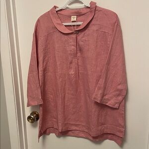 Nwt’s Lintico Pink Linen Tunic Top Size Large